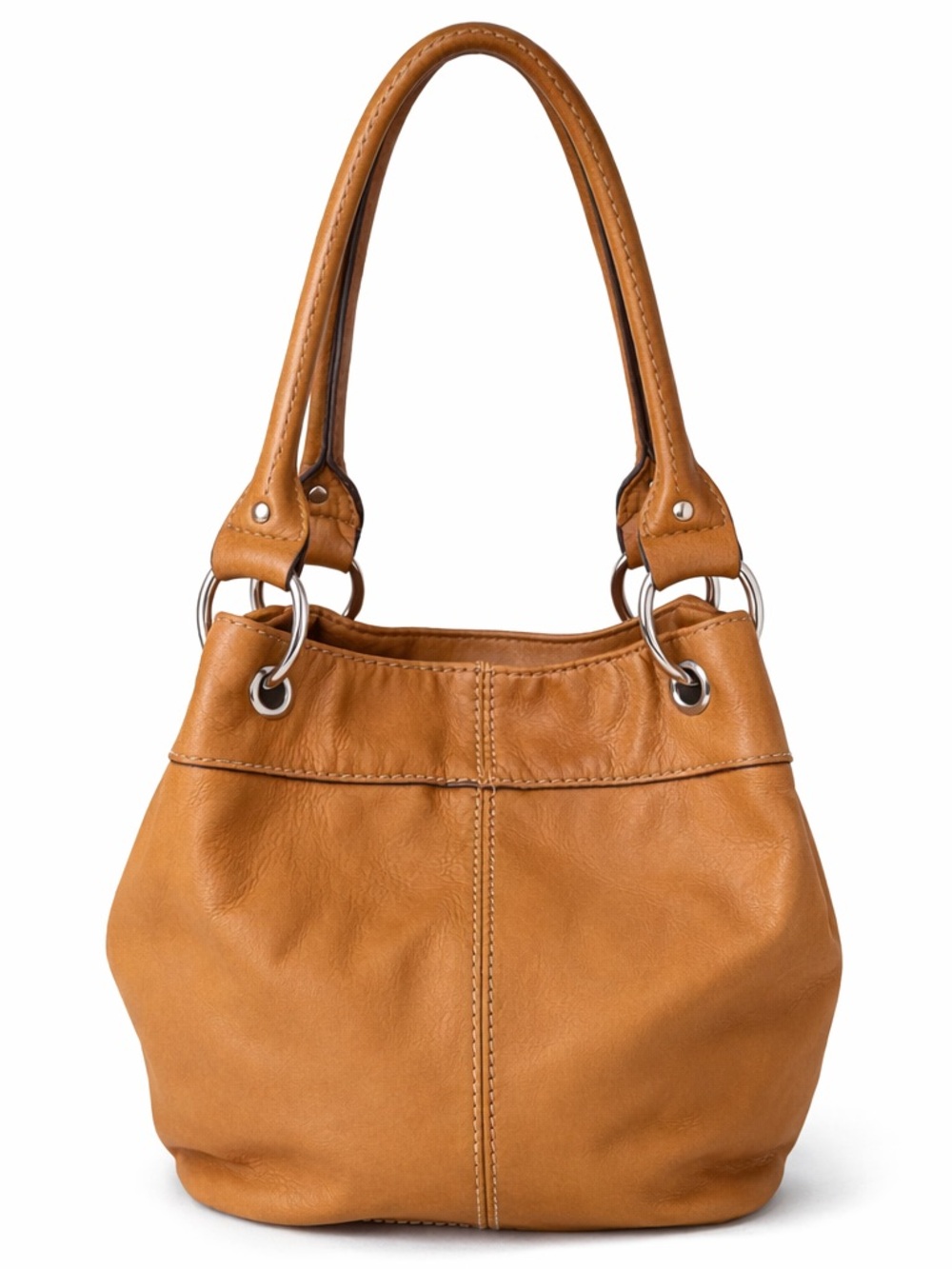 Tignanello Tan Leather Hobo Shoulder Bag Soft Pebbled Slouchy Everyday Purse - Picture 11 of 11
